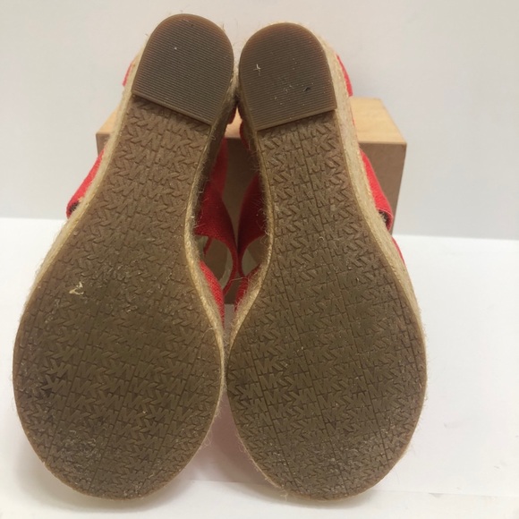 MICHAEL Michael Kors Linen Wedge Sandals Spiced Coral Size 5 - Picture 4 of 14